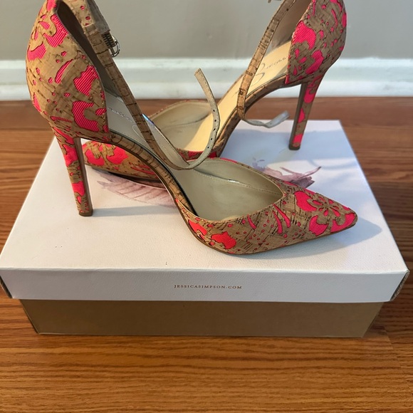 Jessica Simpson Floral Cork Pointed Toe Heels – Size 7 - Picture 3 of 3